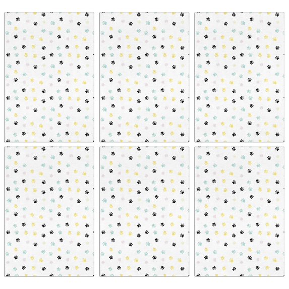 6 Pcs Dog Paw Print White Pattern Funny Kitchen Towels, Microfiber Dish Towels, Kitchen Tea Towels Set 18" X 26"