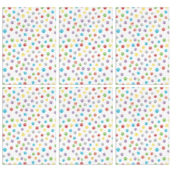 6 Pcs Dog Paw Print White Pattern Funny Kitchen Towels, Microfiber Dish Towels, Kitchen Tea Towels Set 18" X 26"