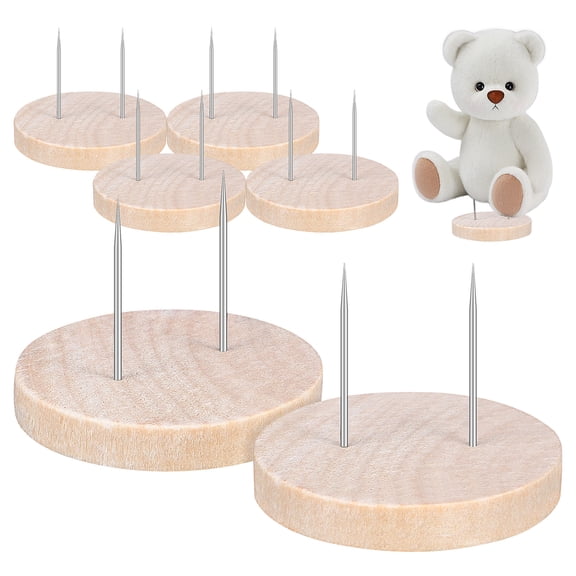 Masteelf Set of 6 Wooden Doll Display Stands Brown Craft Holders with Stability and Quality Workmanship