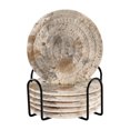 thumbnail image 1 of 6 Pcs Drink Coasters with Holder 3.94in Woven Coasters for Drinks Brown Paint Splatters Pattern Coaster Set for Protection Table, 1 of 7