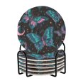 thumbnail image 1 of 6 Pcs Drink Coasters with Holder 3.94in Woven Coasters for Drinks Butterfly and The Moon Coaster Set for Protection Table, 1 of 7