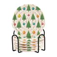 thumbnail image 1 of 6 Pcs Drink Coasters with Holder 3.94in Woven Coasters for Drinks Christmas Trees and Colorful Balls Coaster Set for Protection Table, 1 of 7