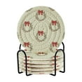 thumbnail image 1 of 6 Pcs Drink Coasters with Holder 3.94in Woven Coasters for Drinks Christmas Wreaths and Red Bows Coaster Set for Protection Table, 1 of 7