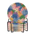 thumbnail image 1 of 6 Pcs Drink Coasters with Holder 3.94in Woven Coasters for Drinks Colorful Splashes and Brushstrokes Coaster Set for Protection Table, 1 of 7