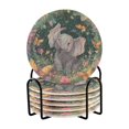 thumbnail image 1 of 6 Pcs Drink Coasters with Holder 3.94in Woven Coasters for Drinks Cute Elephant Coaster Set for Protection Table, 1 of 7
