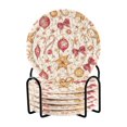 thumbnail image 1 of 6 Pcs Drink Coasters with Holder 3.94in Woven Coasters for Drinks Delicate Christmas Ornaments Coaster Set for Protection Table, 1 of 7