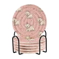 thumbnail image 1 of 6 Pcs Drink Coasters with Holder 3.94in Woven Coasters for Drinks Dogs Wearing Bows Coaster Set for Protection Table, 1 of 7