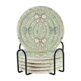 thumbnail image 1 of 6 Pcs Drink Coasters with Holder 3.94in Woven Coasters for Drinks Green and Mint Bows Coaster Set for Protection Table, 1 of 7