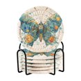thumbnail image 1 of 6 Pcs Drink Coasters with Holder 3.94in Woven Coasters for Drinks Intricately Butterfly Coaster Set for Protection Table, 1 of 7