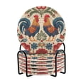 thumbnail image 1 of 6 Pcs Drink Coasters with Holder 3.94in Woven Coasters for Drinks Male and Female Chickens Coaster Set for Protection Table, 1 of 7