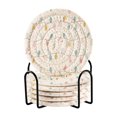 thumbnail image 1 of 6 Pcs Drink Coasters with Holder 3.94in Woven Coasters for Drinks Minimalist Christmas Lights Pattern Coaster Set for Protection Table, 1 of 7