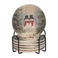 thumbnail image 1 of 6 Pcs Drink Coasters with Holder 3.94in Woven Coasters for Drinks Moody Snowman Couple Coaster Set for Protection Table, 1 of 7
