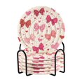thumbnail image 1 of 6 Pcs Drink Coasters with Holder 3.94in Woven Coasters for Drinks Red and Pink Bows Coaster Set for Protection Table, 1 of 7