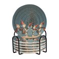 thumbnail image 1 of 6 Pcs Drink Coasters with Holder 3.94in Woven Coasters for Drinks Snowman with A Christmas Hat Coaster Set for Protection Table, 1 of 7