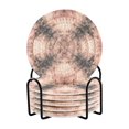 thumbnail image 1 of 6 Pcs Drink Coasters with Holder 3.94in Woven Coasters for Drinks Soft Pink Tie-dye Pattern Coaster Set for Protection Table, 1 of 7