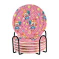 6 Pcs Drink Coasters with Holder Cute Clown and Polka Dots Absorbent