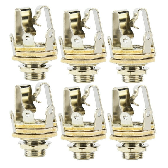 6 Pcs Dual Channel Guitar Jack Plug Socket Bass Jack Socket 6.35mm Replacement Part