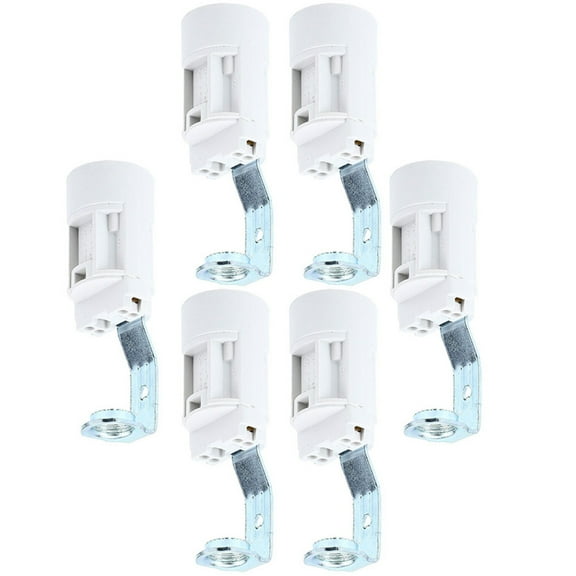 MERRYHAPY 6Pcs White Candelabra Socket Replacement E14 Screw Base Light Bulb Holders for Lamp Repair