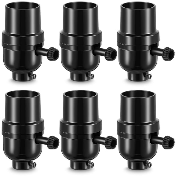 6 Pcs E26 3 Way Lamp Socket Black UL Listed