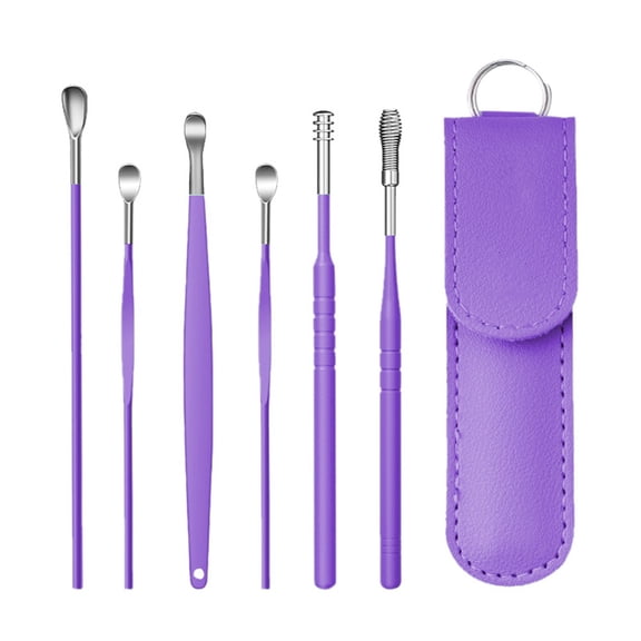 6 Pcs Ear Pick Earwax Removal Kit, Ear Cleansing Tool Set, Ear Curette Ear Wax Remover Tool with a Cleaning Brush and Storage Box