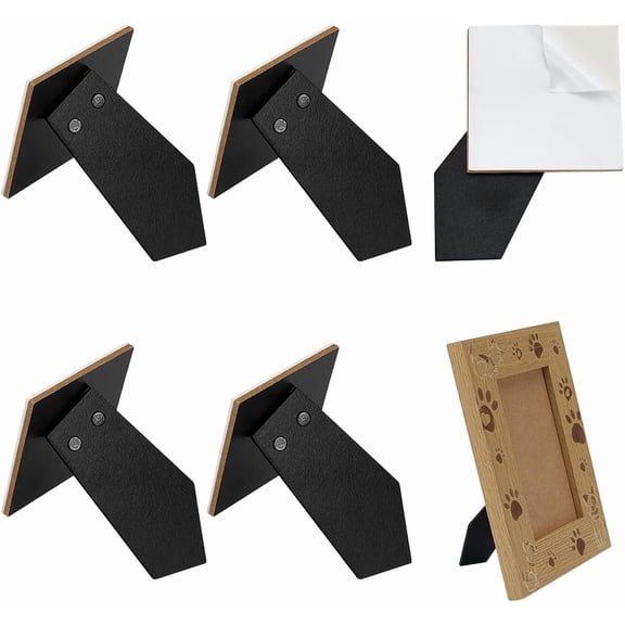 6 Pcs Easel Back Picture Frame 5.2x3.9x0.27inch MDF Photo Frame Stand Black Rectangle Photo Frames Back Support Backing Stand Suitable for 5inch Picture Frames Tabletop Display