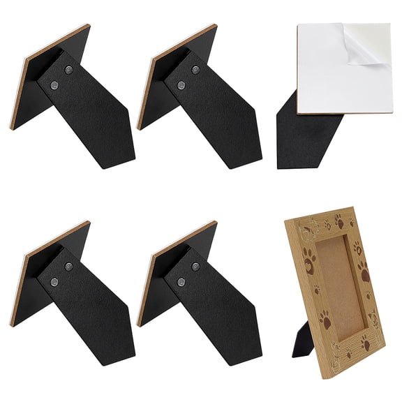 6 Pcs Easel Back Picture Frame 5.2x3.9x0.27inch MDF Photo Frame Stand Black Rectangle Photo Frames Back Support Backing Stand Suitable