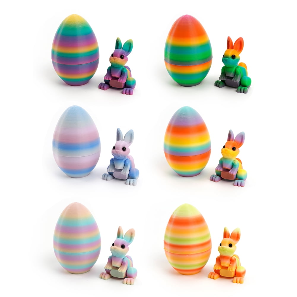 6 Pcs Easter 3D Printed Bunny Eggs Set with Mini Cute Bunny Inside ...