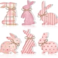 thumbnail image 1 of 6 Pcs Easter Bunny Table Decorations, Pink Wooden Rabbit Spring Tiered Tray Decor, Rustic Wood Easter Signs for Home Decor, Freestanding Centerpiece for Easter Gifts, 1 of 10