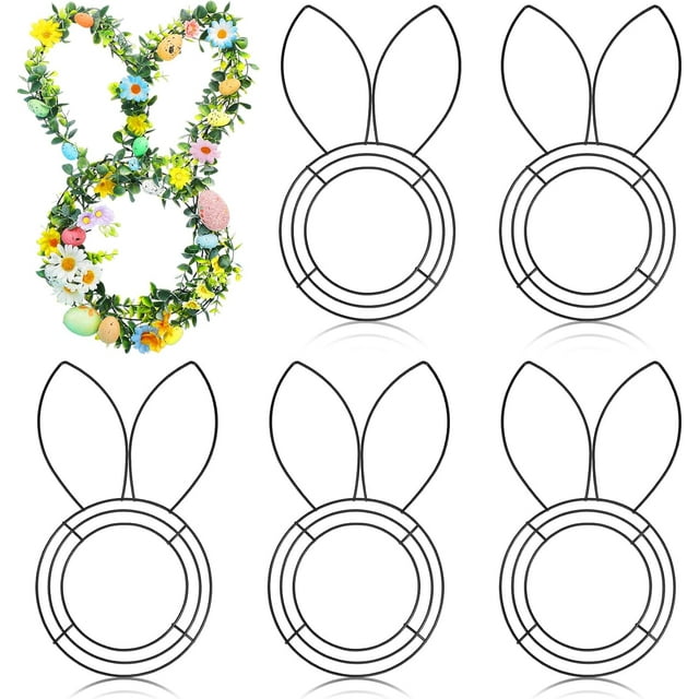 6 Pcs Easter Rabbit Wreath Metal Frame Wire Form Floral Garden Bunny ...
