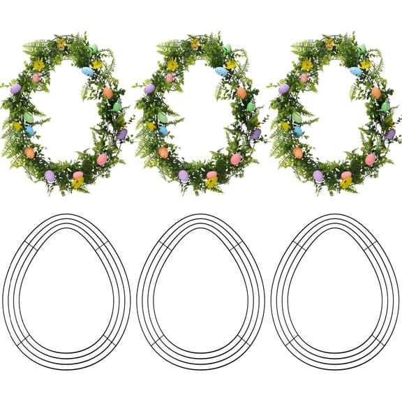 6 Pcs Egg Shaped Wire Wreath Frame, Easter Floral Garden Wire Wreath Form for Easter DIY Craft Project Indoor Outdoor Holiday Hanging Decor About 11.8 x 15.5 Inches (Egg)
