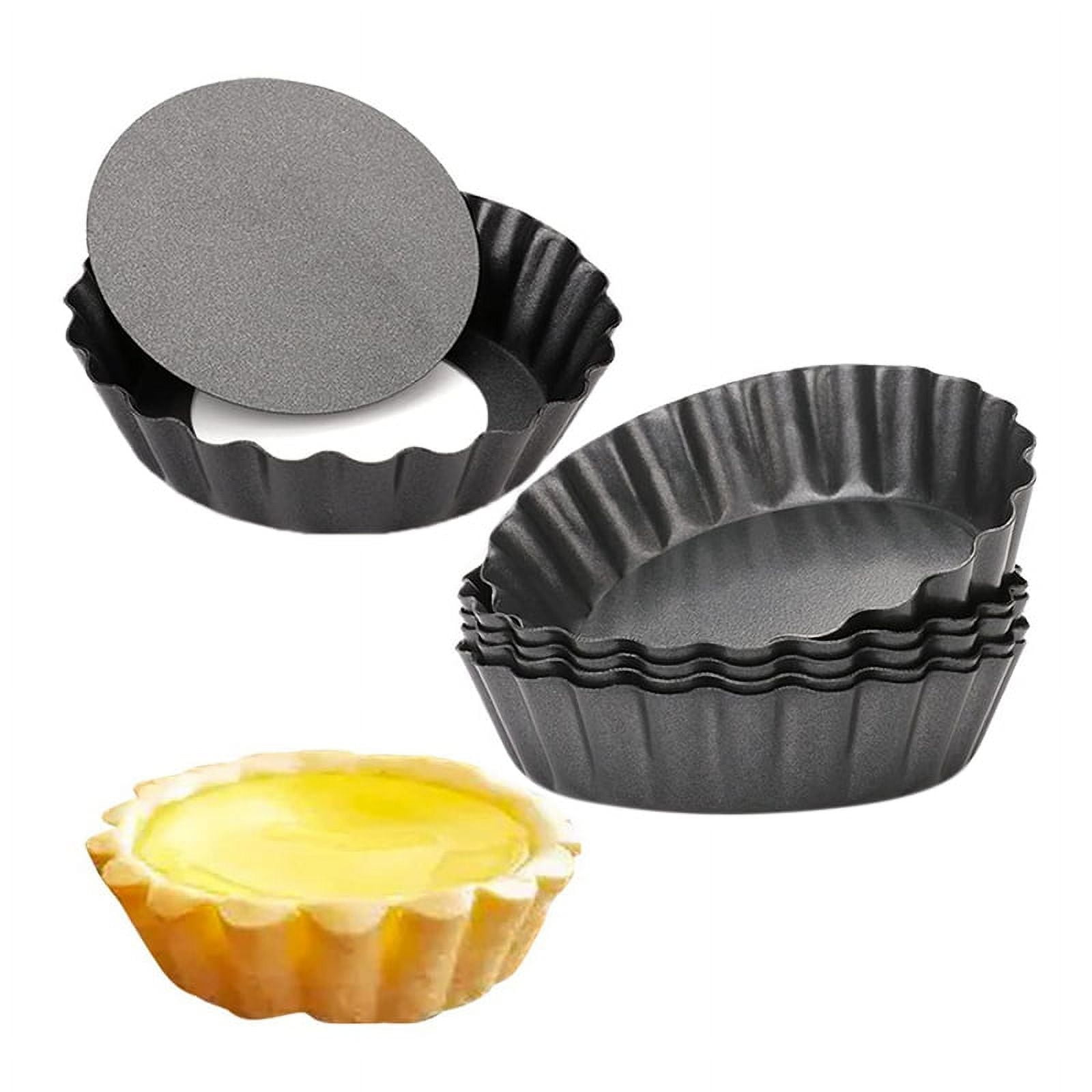 6 Pcs Egg Tart Molds, 3Inch Mini Pans Removable Bottom, Cupcake Cake