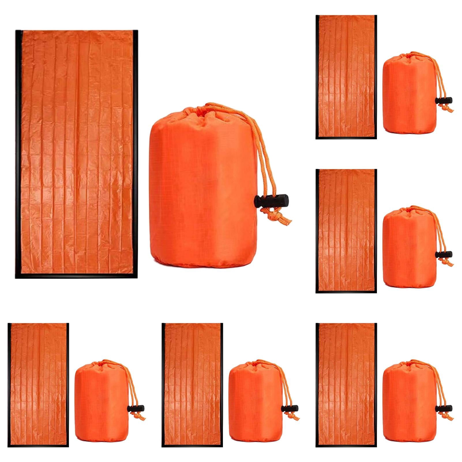 6 Pcs Emergency Sleeping Bag, 84 x 36 Inch Thermal Survival Blanket, Waterproof Lightweight Compact Emergency Bivy for Camping, Hiking, Outdoor Survival, Travel