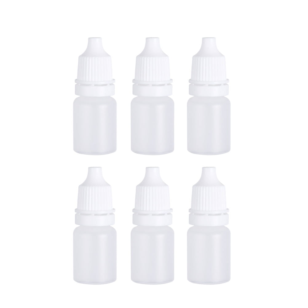 6 Pcs Empty Dropper Bottles Hdpe Glass Liquid White
