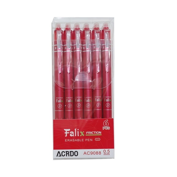 6 Pcs Erasable Gel Ink Pens,Retractable Pens,Smooth Writing Pens,0.5Mm Fine Point Pen,Retractable Erasable Gel Pens,Erasable Retractable Pens,for Writing Journaling Taking Notes Office,Red