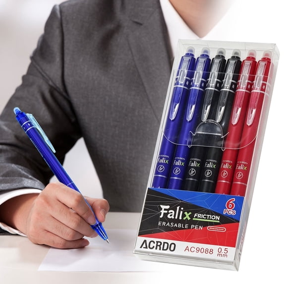 6 Pcs Erasable Gel Pens Multicolor - Retractable Click Gel Pens with Eraser, 0.5mm Smooth Writing Erasable Ink Pens for Bullet Journaling, Planners & Crafts