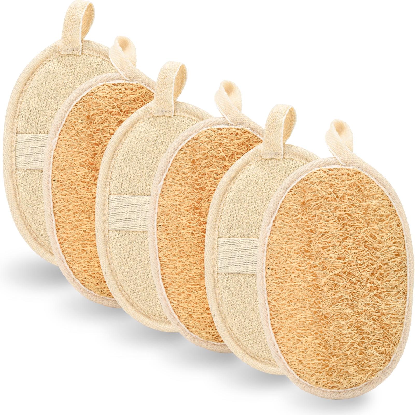 6 Pcs Exfoliating Loofah Pads, 100 Natural Luffa and Terry, Loofa