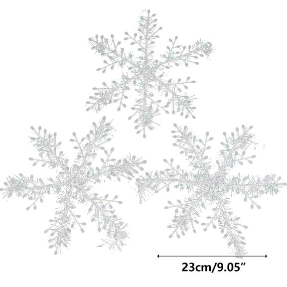 6 Pcs Extra Large Snowflakes Christmas Ornaments, 9.05 Inch Glittered Snowflakes Decorations, Oversized Christmas Tree Ornaments Winter Indoor Outdoor Window Hanging Decorations