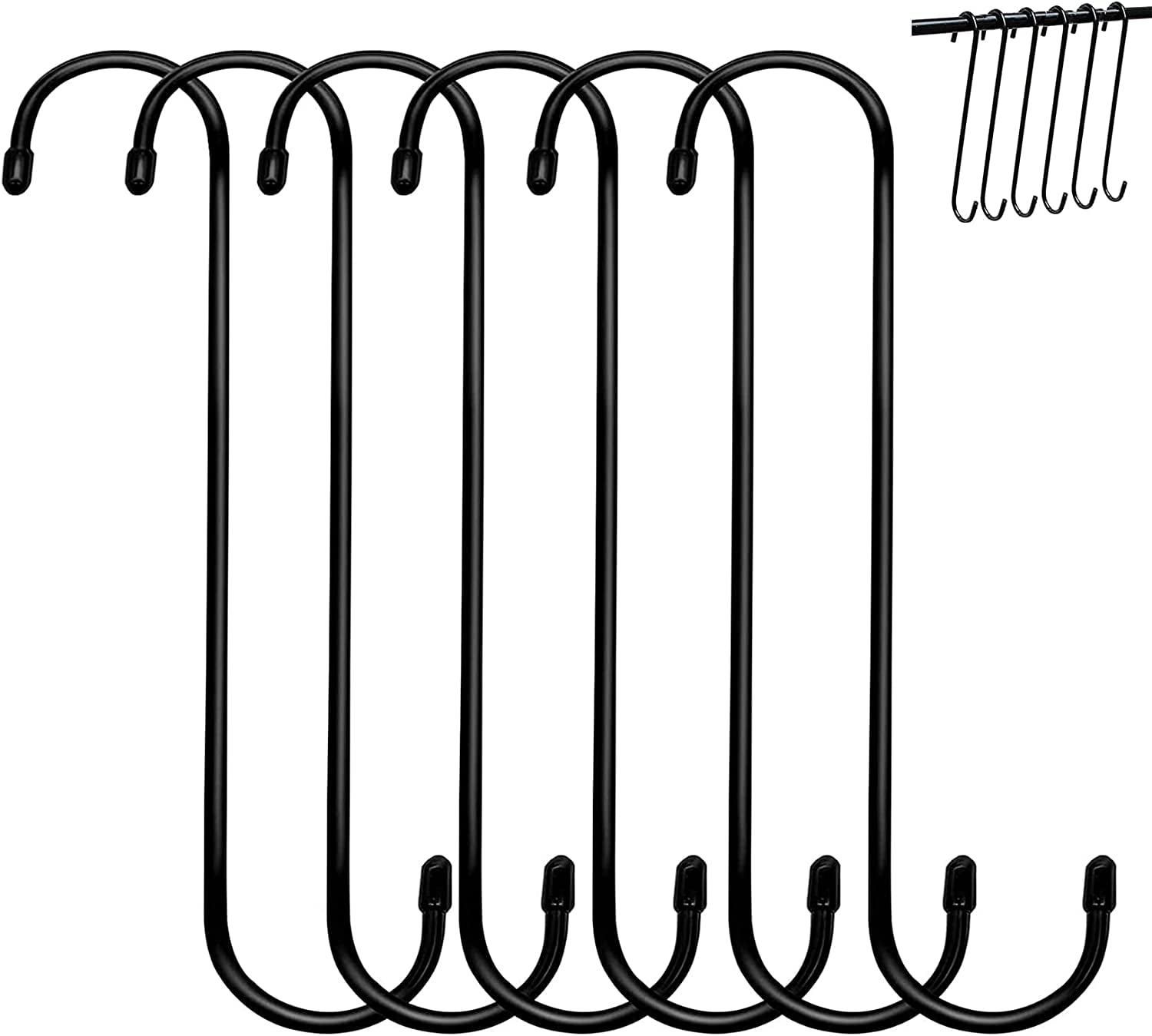 6 Pcs Extra Long Hanging Basket Hooks Black Heavy Duty Hooks Plant
