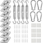 6 Pcs Eye Plates, 304 Stainless Steel Ceiling Hooks, Heavy Duty Eye Plate Pads, U Hooks Wall Mount Hardware Staple Rings with Screws for Wall Ceiling Hanging D