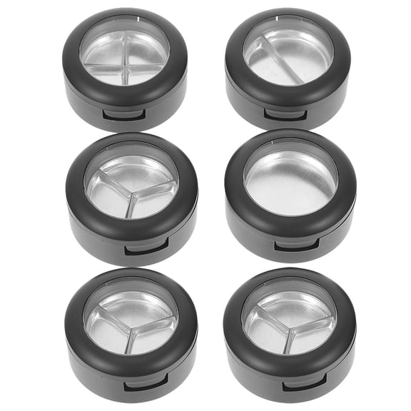 FENGGUIQU 6Pcs Black Round Empty Eyeshadow Boxes Refillable Makeup Organizer Storage Cases