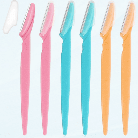 6 Pcs Eyebrow Razors, Face Razors for Women, Safety Facial Hair Remover Face Shaver Trimmer, With Safety Covers, Exfoliating Dermaplaning Tool for Women and Men, for Shave Eyebrow Face Fuzz