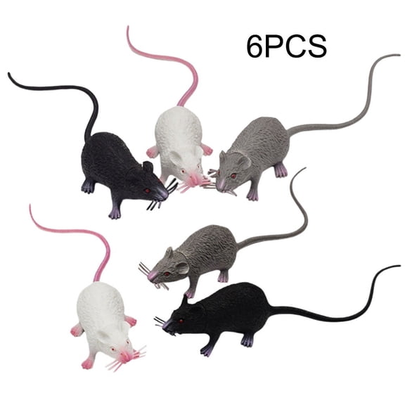 6 Pcs Fake Plastic Mice Realistic Mouse Prank Toys Halloween Simulation Animal Props Novelty Gag Gift for Trick and Decor