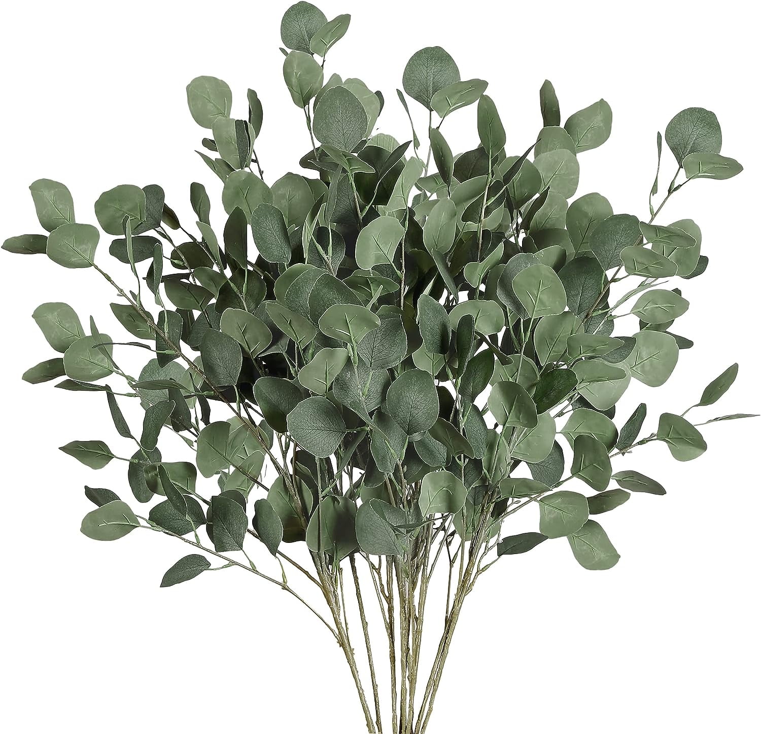 6 Pcs Fall Artificial Eucalyptus Stems Long Silver Dollar Leaves Fake ...
