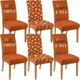 thumbnail image 1 of 6 Pcs Fall Chair Covers for Dining Room, Thanksgiving Stretch Removable Dining Chair Cover Set of 4, Autumn Pumpkin Chair Slipcovers Seat Protector for Fall Restaurant Decor, 1 of 6