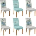 thumbnail image 1 of 6 Pcs Fall Chair Covers for Dining Room, Thanksgiving Stretch Removable Dining Chair Cover Set of 6, Autumn Blue Pumpkin Chair Slipcovers Seat Protector for Fall Restaurant Decor, 1 of 6