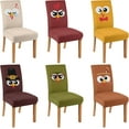 thumbnail image 1 of 6 Pcs Fall Chair Covers for Dining Room, Thanksgiving Stretch Removable Dining Chair Cover Set of 6, Autumn Turkey Chair Slipcovers Seat Protector for Fall Restaurant Decor, 1 of 6
