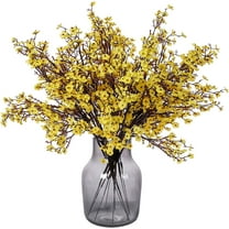 6 Pcs Fall Faux Flowers Fake Babys Breath Flower Bulk Artificial Gypsophila Bouquet Silk Floral Arrangements Centerpieces for Home Kitchen Bedroom Festival Wedding Party Decor (Light yellow)