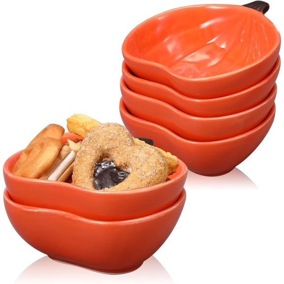 6 Pcs Fall Ramekins 6oz Oven Safe Pumpkin Ceramic Ramekins Small Creme Dishes Dipping Pumpkins Baking Dish Thanksgiving Pumpkin Shaped Bowl Plates for Kitchen Party Snack Serving Dip Sauce Condiments