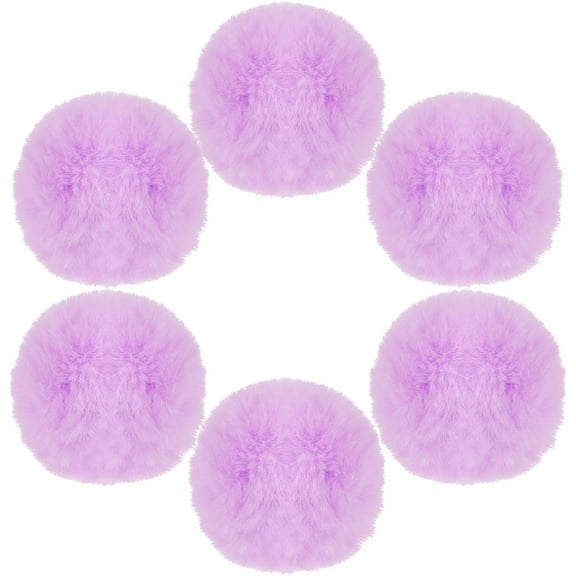 6 Pcs Faux Fur Pom Pom Fluffy Pom Pom Balls, Purple Pom Poms Round Fluffy Pompoms for Crafts with Tiny Cord for Hat Shoes Garment Hair Pins Earrings Necklace Charm Wedding Accessories