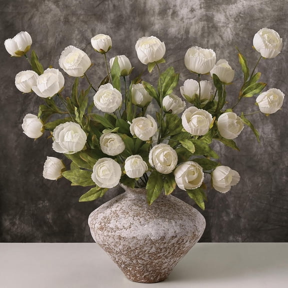 6 Pcs Faux Peonies Artificial Flowers for Vase, 27" Fake Silk Peonies Flowers for Wedding, Vase Filler White Flowers for DIY Bouquets Centerpieces Bridal Shower Office Decor